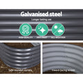 Green Fingers Garden Bed 160x80x42cm Oval Galvanised Planter