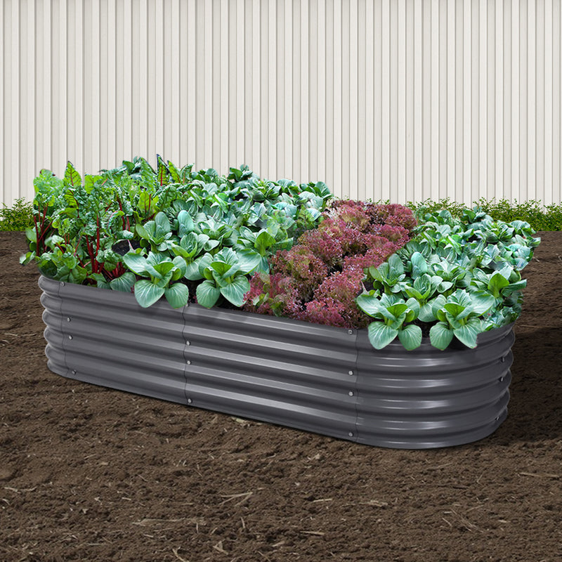 Green Fingers Garden Bed 160x80x42cm Oval Galvanised Planter