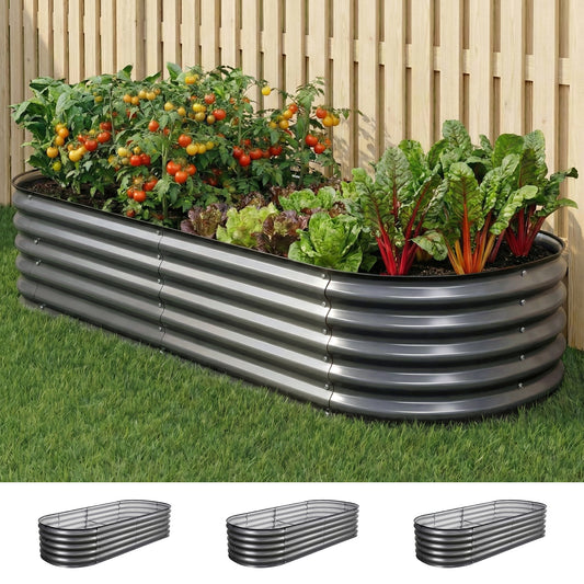 Green Fingers 3pc Raised Garden Bed 160x80x42cm Galvanized Steel