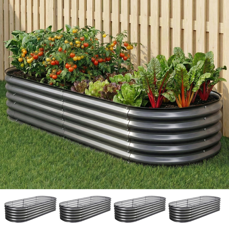 Green Fingers 4pc Raised Garden Bed 160x80x42cm Galvanized Steel