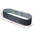 Green Fingers Raised Garden Bed 240x80x42cm Oval Galvanised