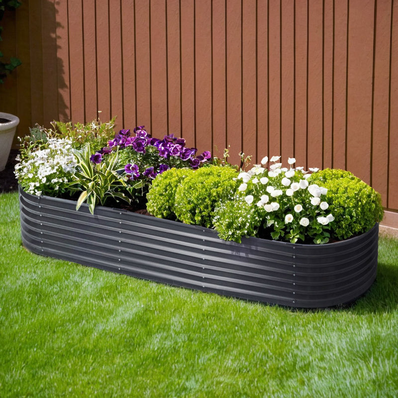 Green Fingers Raised Garden Bed 240x80x42cm Oval Galvanised