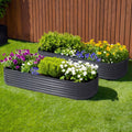 Raised Garden Bed 240x80x42cm Galvanised Steel Oval Planter Box 2x