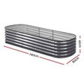 Green Fingers 4pc Raised Garden Bed 240x80x42cm Galvanised Steel