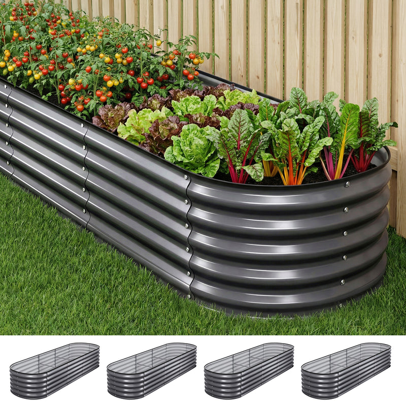 Green Fingers 4pc Raised Garden Bed 240x80x42cm Galvanised Steel