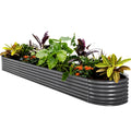 Green Fingers 320x80x42cm Oval Galvanised Raised Garden Bed Planter
