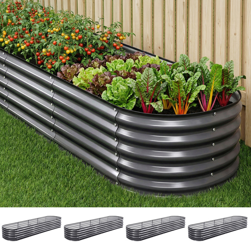 Green Fingers 4pc Raised Garden Bed 320x80x42cm Galvanized Steel