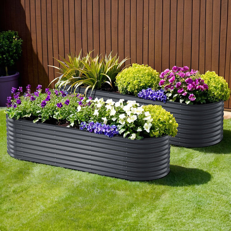 Green Fingers Raised Garden Bed 240cm Oval Galvanised Steel Planter