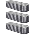 Green Fingers 3pc Raised Garden Bed 240x80x56cm Galvanized Steel