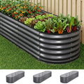 Green Fingers 3pc Raised Garden Bed 240x80x56cm Galvanized Steel