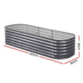 Green Fingers 4pc Raised Garden Bed 240x80x56cm Galvanized Steel Planter