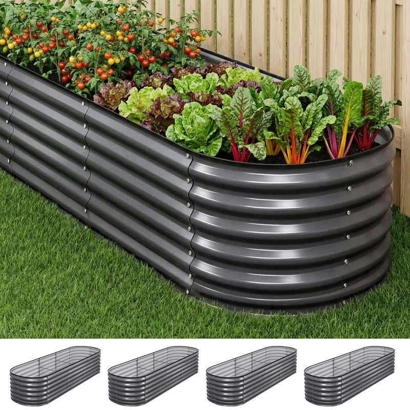 Green Fingers 4pc Raised Garden Bed 240x80x56cm Galvanized Steel Planter