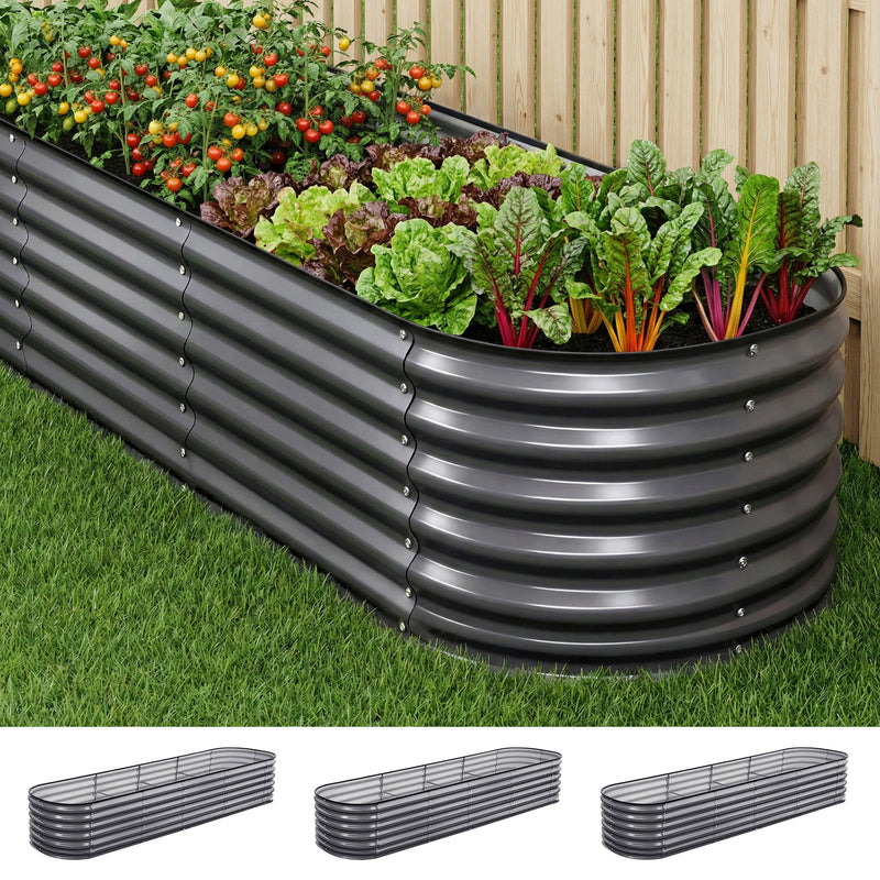 Green Fingers 3pc Raised Garden Bed 320x80x56cm Galvanized Steel