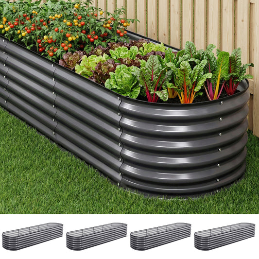Green Fingers 4pc Raised Garden Bed 320x80x56cm Galvanised Steel