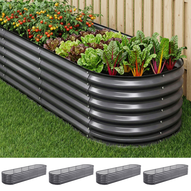 Green Fingers 4pc Raised Garden Bed 320x80x56cm Galvanised Steel