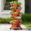 Green Fingers 5 Tier Vertical Garden Raised Bed Brick Red Stackable
