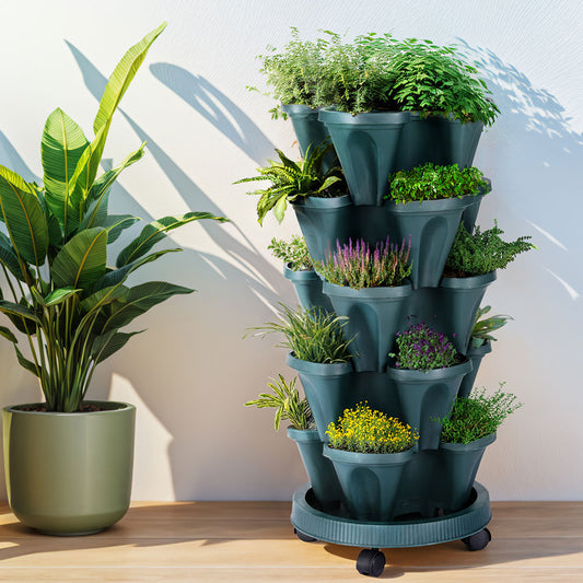 Green Fingers 5 Tier Vertical Garden Stackable Planters Strawberry Herbs