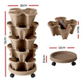 Green Fingers 5 Tier Vertical Garden Bed Stackable Planters Grey Tan