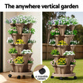 Green Fingers 5 Tier Vertical Garden Bed Stackable Planters Grey Tan