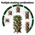 Green Fingers 5 Tier Vertical Garden Bed Stackable Planters Grey Tan