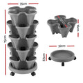 Green Fingers 5 Tier Vertical Garden Planters Grey Stackable Strawberry