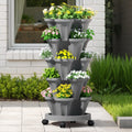 Green Fingers 5 Tier Vertical Garden Planters Grey Stackable Strawberry