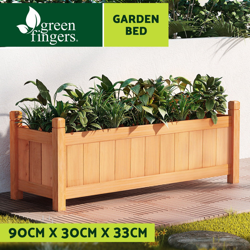 Green Fingers Garden Bed 90x30x33cm Wooden Planter Box Raised