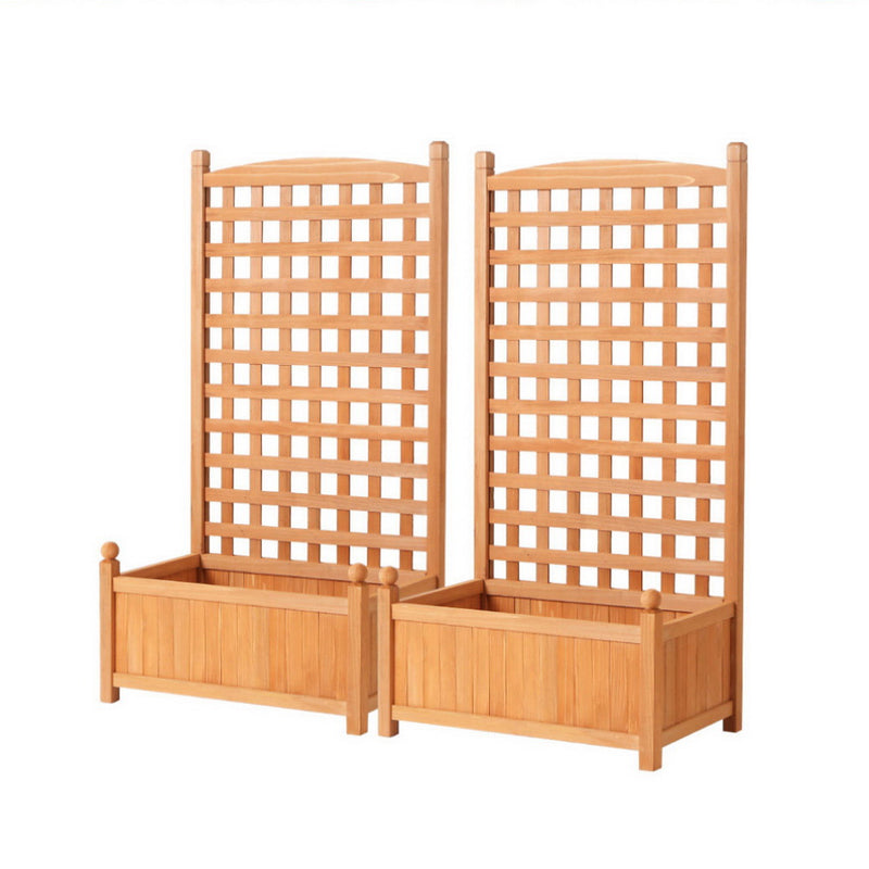 Green Fingers Wooden Raised Garden Bed 64x35x115cm Planter Trellis