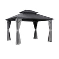 Instahut 3x3.65m Gazebo Grey Steel Frame Patio Canopy Curtains