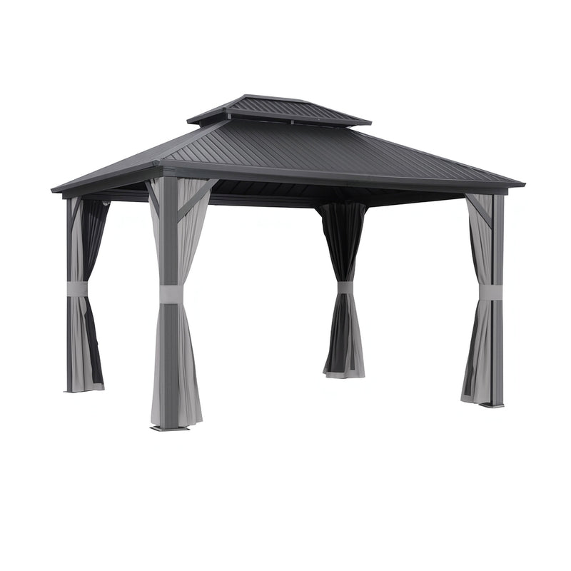 Instahut 3x3.65m Gazebo Grey Steel Frame Patio Canopy Curtains