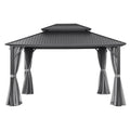 Instahut 3x3.65m Gazebo Grey Steel Frame Patio Canopy Curtains