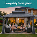 Instahut 3x3.65m Gazebo Grey Steel Frame Patio Canopy Curtains