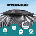 Instahut 3x3.65m Gazebo Grey Steel Frame Patio Canopy Curtains