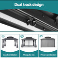 Instahut 3x3.65m Gazebo Grey Steel Frame Patio Canopy Curtains