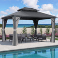 Instahut 3x3.65m Gazebo Grey Steel Frame Patio Canopy Curtains