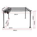 Instahut Gazebo Outdoor Garden Pergola Aluminium Frame Adjustable Canopy 3x4m Grey