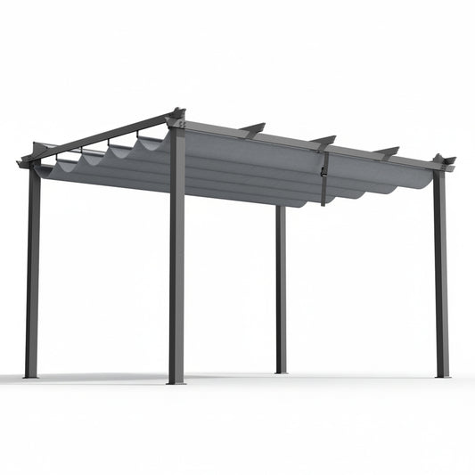 Instahut 3x4m Pergola Gazebo Aluminium Adjustable Canopy Grey