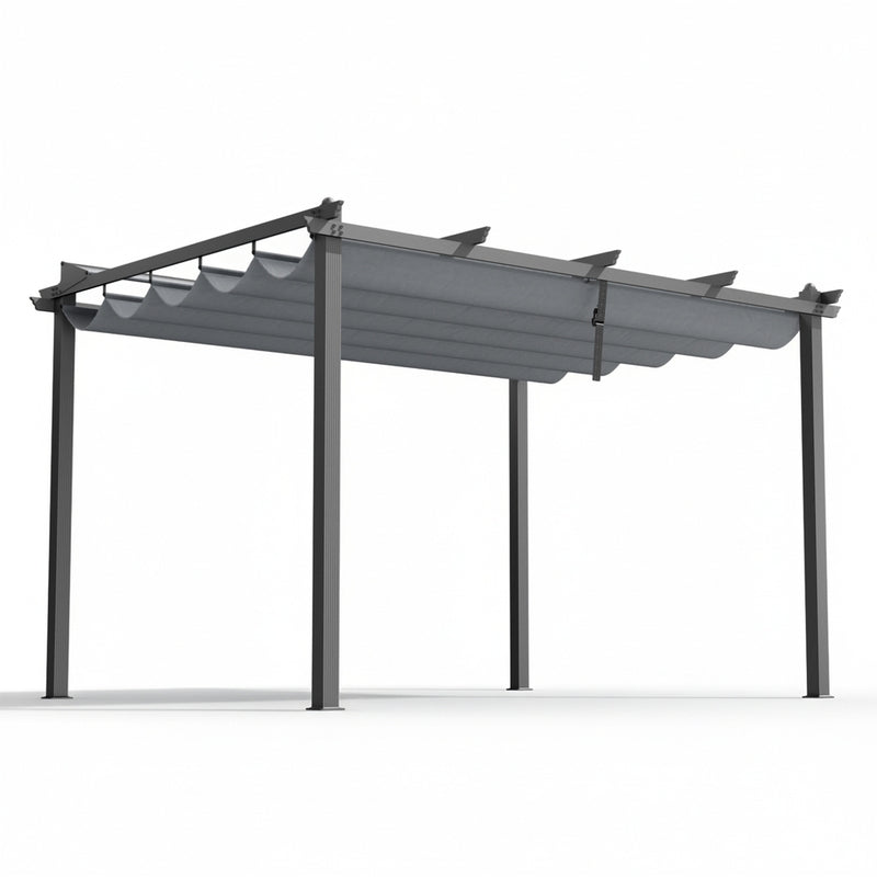 Instahut 3x4m Pergola Gazebo Aluminium Adjustable Canopy Grey