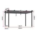 Instahut 3x4m Pergola Gazebo Aluminium Adjustable Canopy Grey