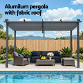 Instahut 3x4m Pergola Gazebo Aluminium Adjustable Canopy Grey