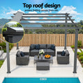 Instahut 3x4m Pergola Gazebo Aluminium Adjustable Canopy Grey