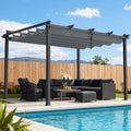 Instahut 3x4m Pergola Gazebo Aluminium Adjustable Canopy Grey