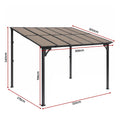 Instahut Gazebo Lean-To Pergola Garden Patio Polycarbonate 356cm X 275cm Brown