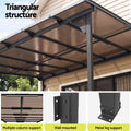 Instahut Gazebo Lean-To Pergola Garden Patio Polycarbonate 356cm X 275cm Brown