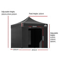 Instahut Gazebo 3x3 Pop Up Marquee Folding Tent Wedding Gazebos Camping Outdoor Shade Canopy Black