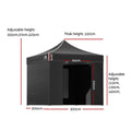 Instahut Pop Up Gazebo 3x3m Folding Tent Wedding 500D Black