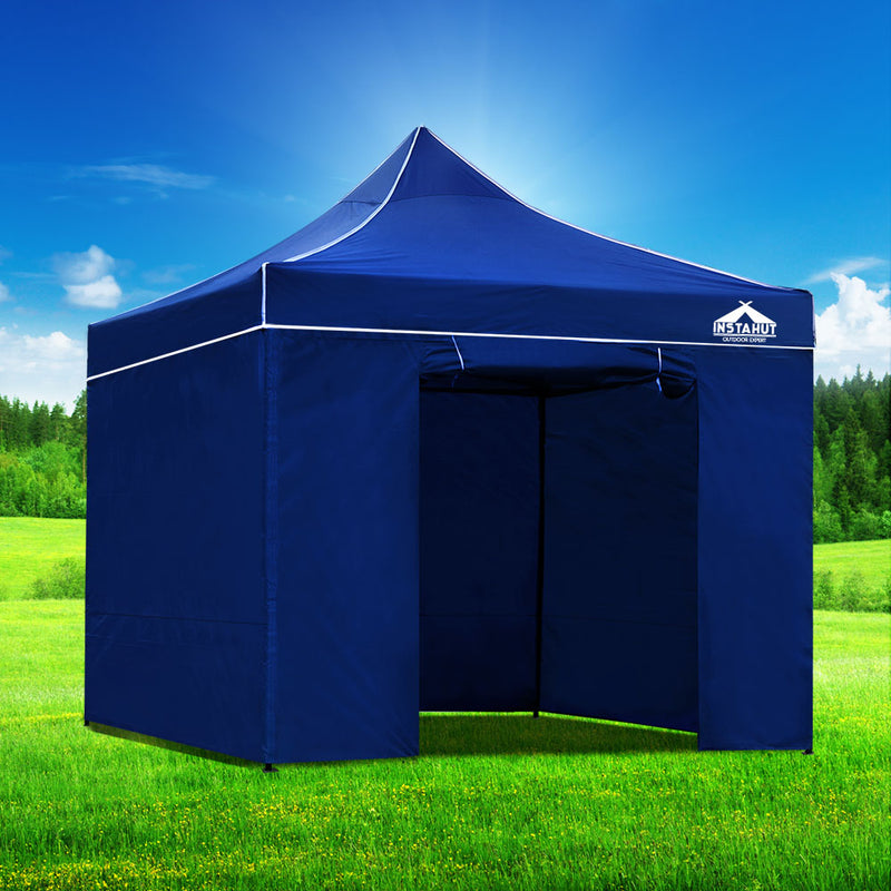 Instahut 3x3m Pop Up Gazebo Tent Marquee Wedding 500D Oxford Blue