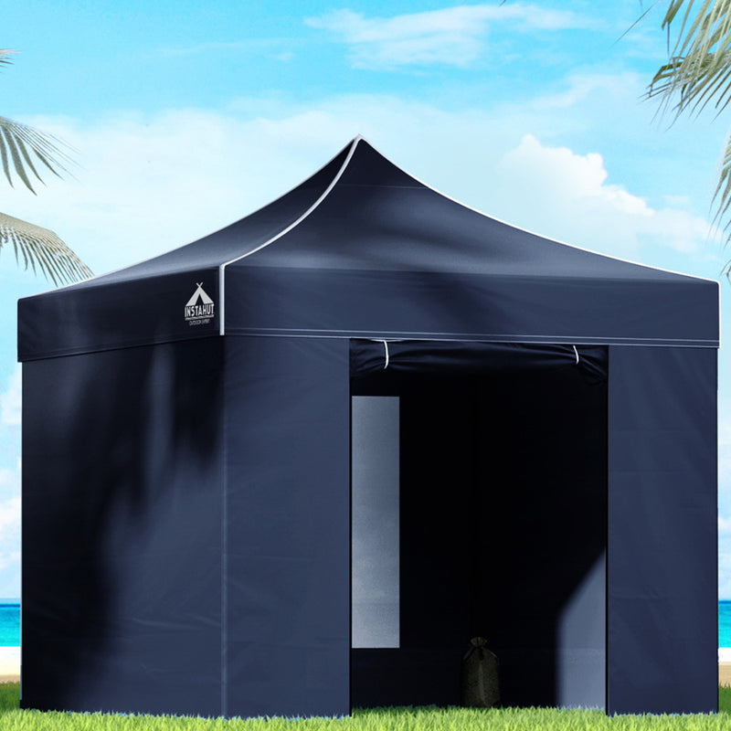 Instahut 3x3m Pop Up Gazebo Tent 500D Oxford Navy Camping