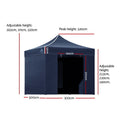 Instahut 3x3m Pop Up Gazebo Tent 500D Oxford Navy Camping