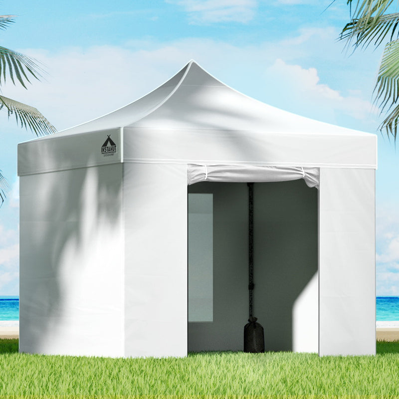 Instahut 3x3m Pop Up Gazebo Tent 500D Folding White Wedding Marquee